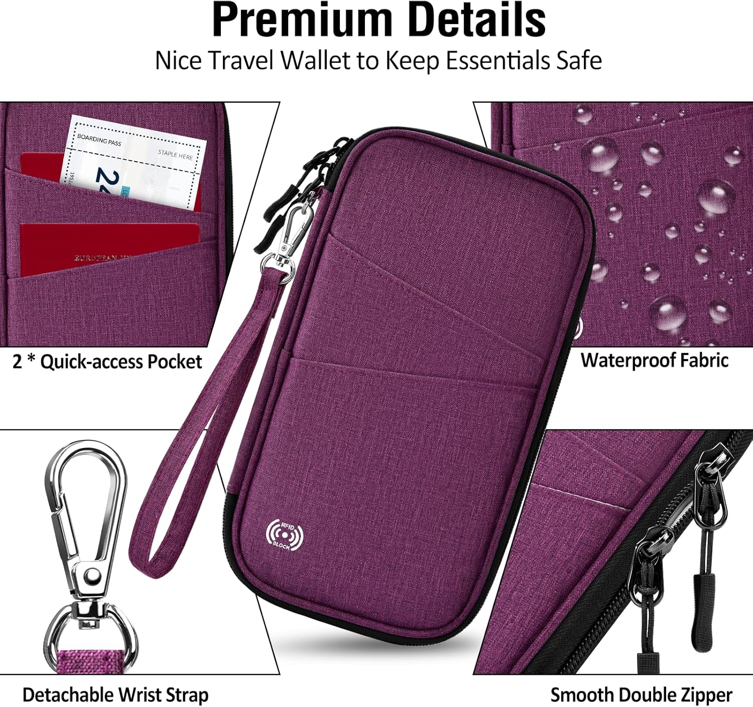 BKNOOU Passport Holder Family Rfid Blocking Travel Document Organizer,Travel Passport Wallet Waterproof Multiple Passport Holder for Traveling,Passport Organizer for Men Women - Image 7