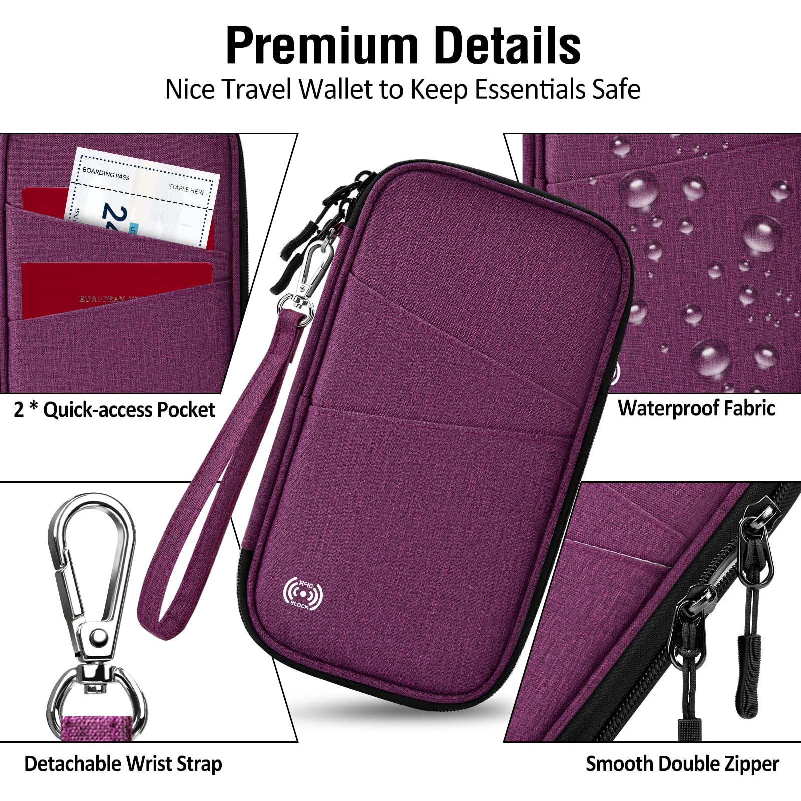 Soporte para pasaporte familiar con bloqueo Rfid, organizador de documentos de viaje, cartera de pasaporte de viaje, soporte múltiple para pasaporte para viajes, soporte de pasaporte familiar 7