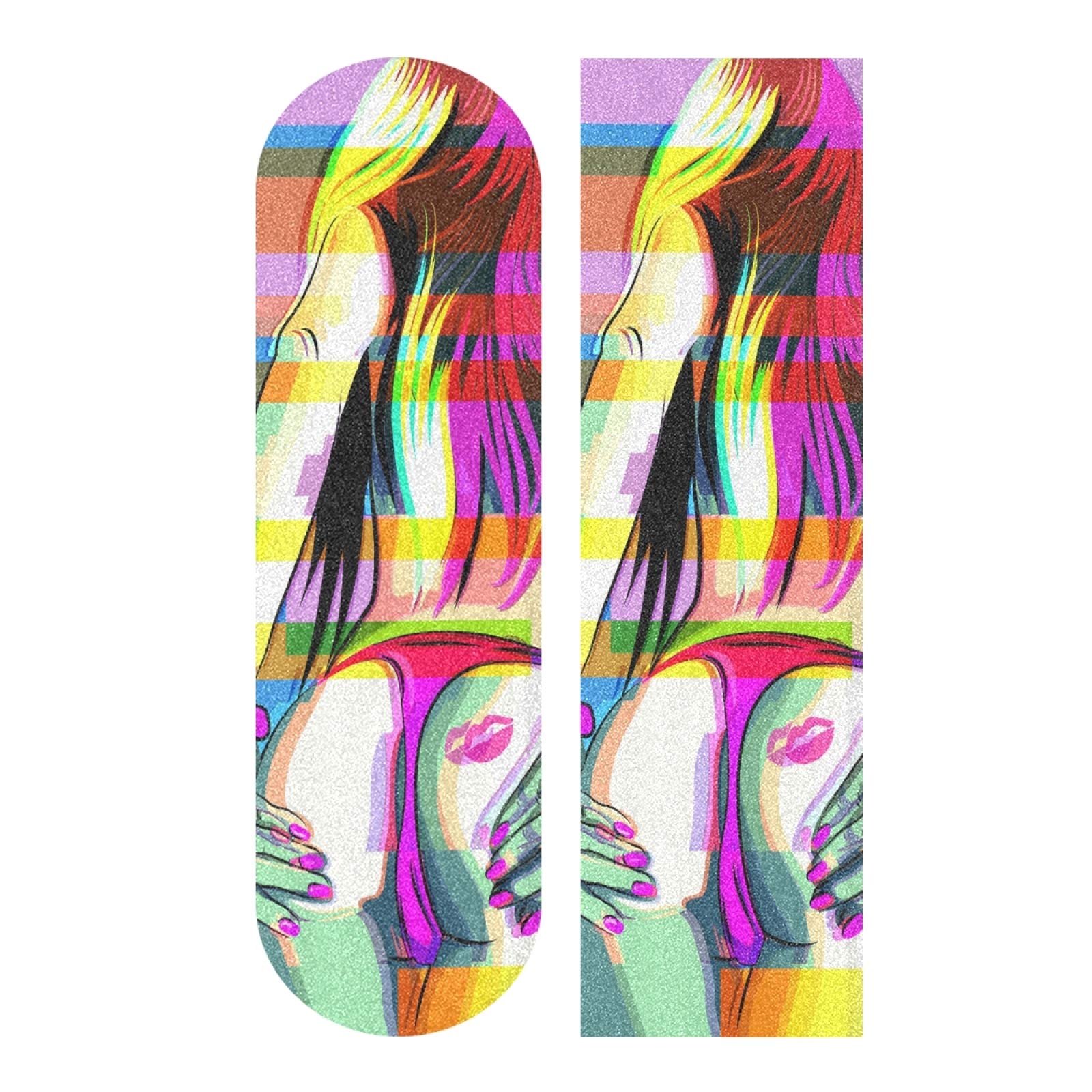Hupery Sexy Woman Booty Skateboard Grip Tape Longboard Griptape Waterproof Grip Tape Sheet Sticker Deck Sandpaper Griptape 33.1x 9.1 inch
