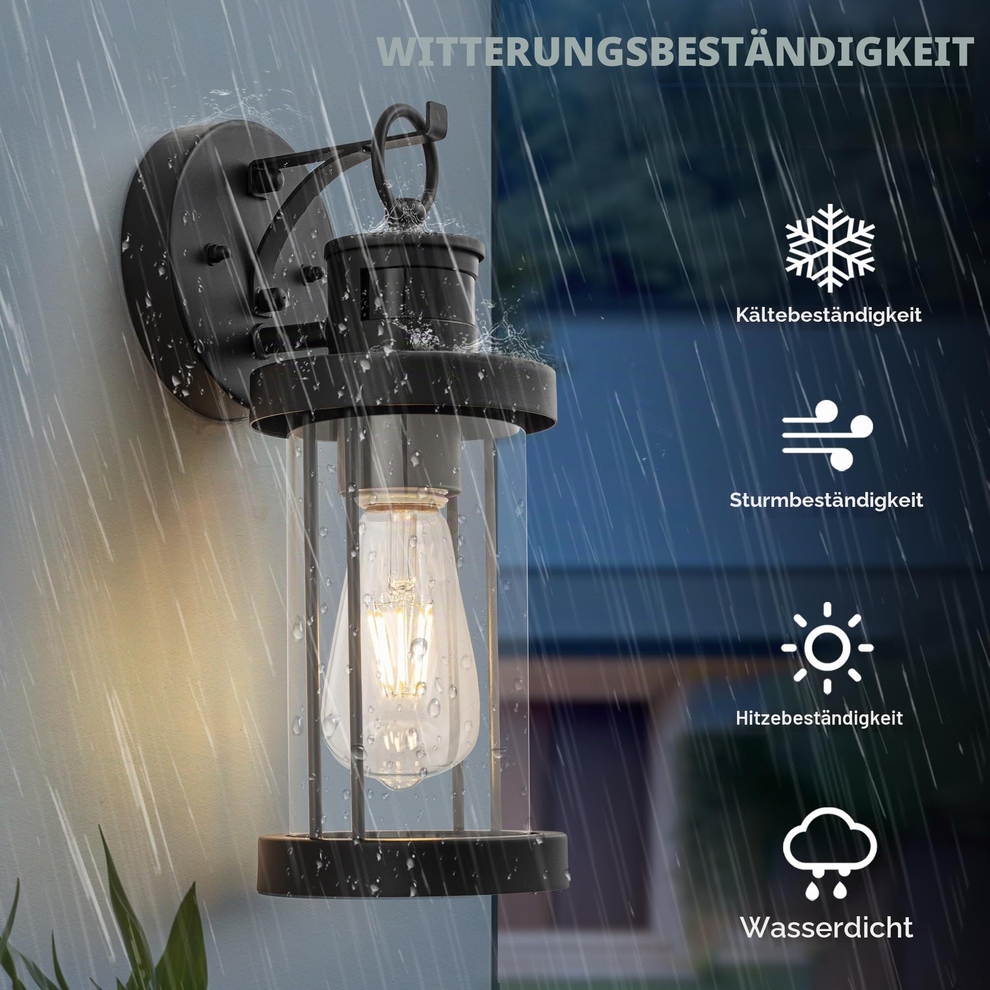 FTL Außenlampe mit Bewegungsmelder, Modern 3 Beleuchtungsmodi Lampe mit Bewegungsmelder Aussen, Wasserdichtes E27 Außenwandleuchte, Ausenbeleutung Hauswand für Terrasse, Veranda, Mattschwarz