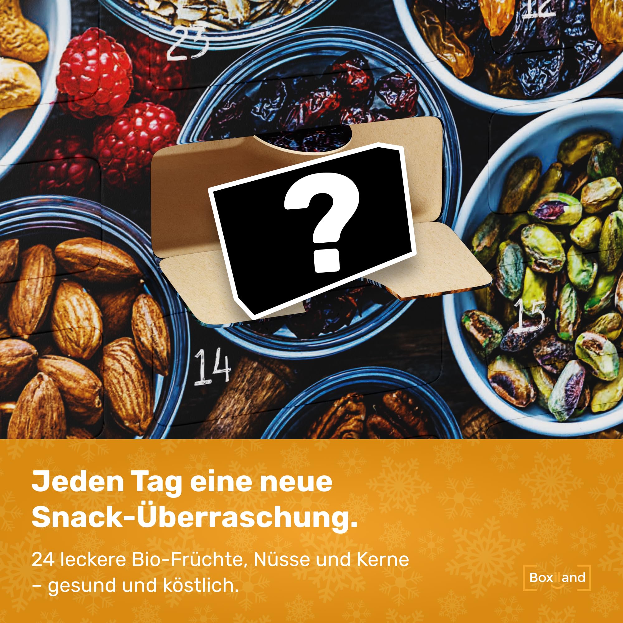 UMBRELLA® Früchte Nüsse Kerne Adventskalender 2025 – 24 Gesunde Snacks Vegan Trockenfrüchte Hergestellt in DE