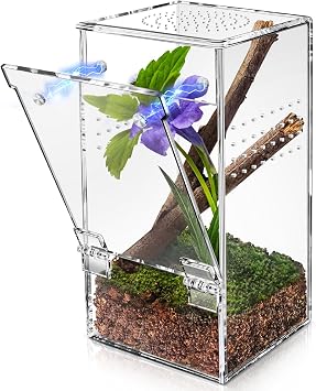 Jumping Spider-Enclosure 3x3x6 Inch Mini Tarantula-Enclosure, Small Jumping Spider Accessories Terrarium, Acrylic Full Transparency Child Play Tortoise Enclosure, Bug Terrarium Mini Magnetic