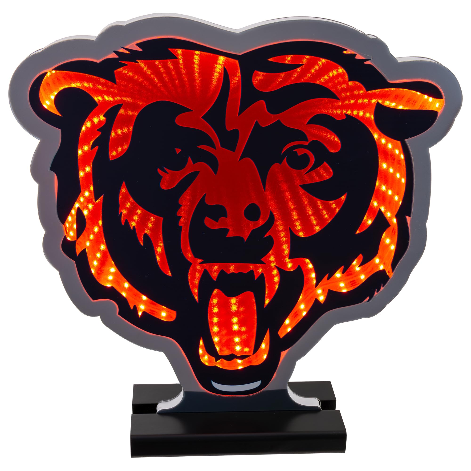 Sporticulture NFL Team Chicago Bears LED Infinity Logo Light - 3D Light Effect, Acrylic Display with UL Plug and Stand