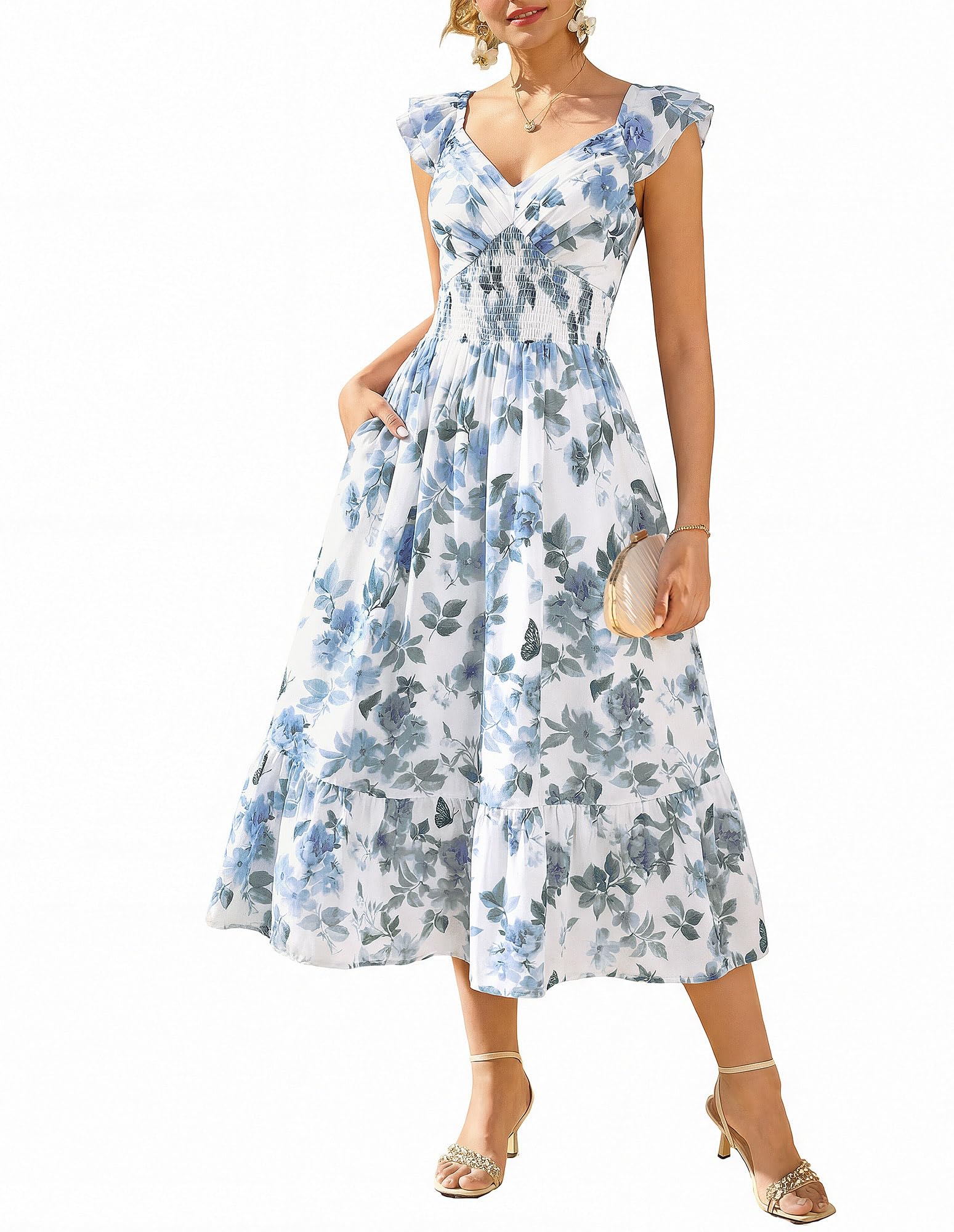 GRACE KARIN Women's Summer Floral Maxi Wedding Guest Dresses