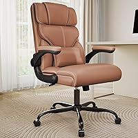 Vista 10 de Silla de oficina ejecutiva con reposabrazos abatibles, sillas ergonómicas de escritorio para computadora, silla de oficina de cuero con respaldo