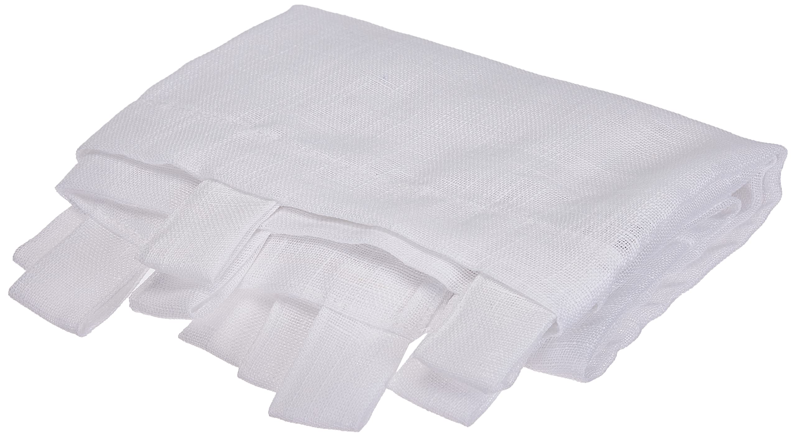 Douceur d'Intérieur Haltona Pair of Straight Loops Linen Look Haltona Weave Polyester, White, 120 x 60 cm - Image 3