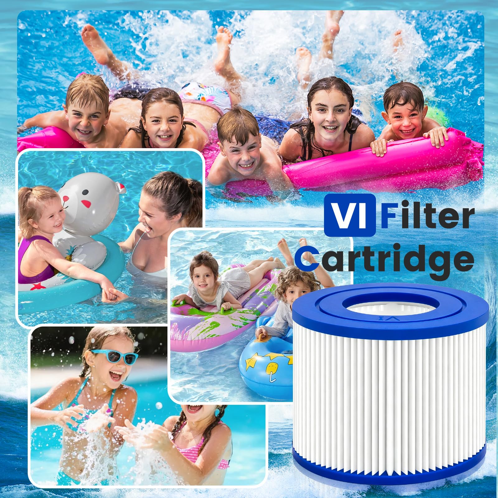 Erzekrim 6 Stück Filter VI für Pool Filterkartuschen VI für Bestway Miami Filter Cartridge VI Kompatibel mit Lay-Z-Spa, Monaco, Vegas, Palm Springs, Ersetzt die Originalkartusche BW58323/90352E
