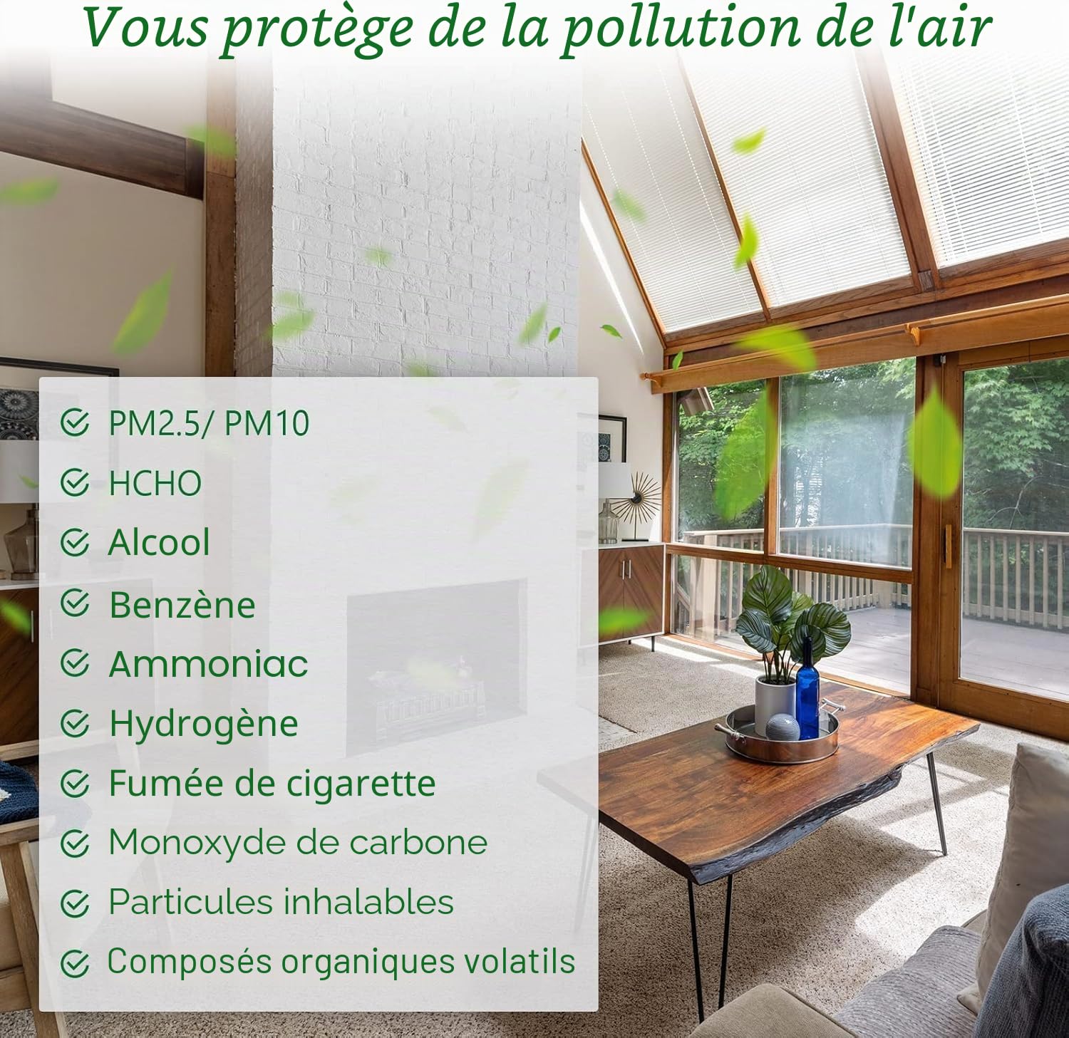 Testeur de qualité de l'air Domestique 3 en 1 pour la Surveillance des PM2.5 PM10 TVOC HCHO avec température et humidité, détecteur de formaldéhyde, Alarme de Pollution de l'air, Rechargeable