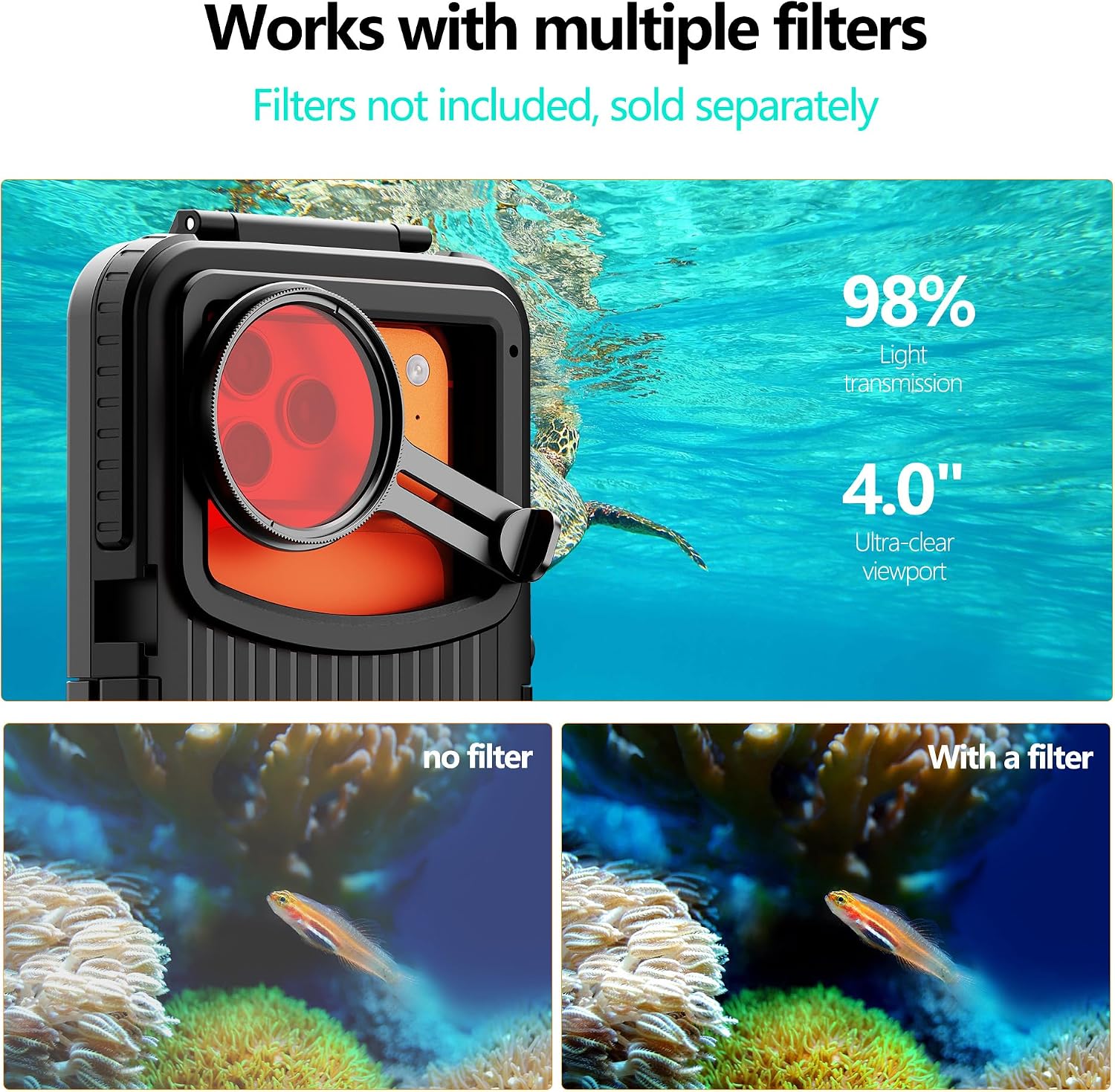 2026 IP68 Waterproof Diving Phone Case, 50FT 1H Underwater Photography for iPhone 17/16/15/14/13/12 Series, Fit 5.4"-6.9" Left Volume Button Phones, Air Vent Sensitive Touch,Black
