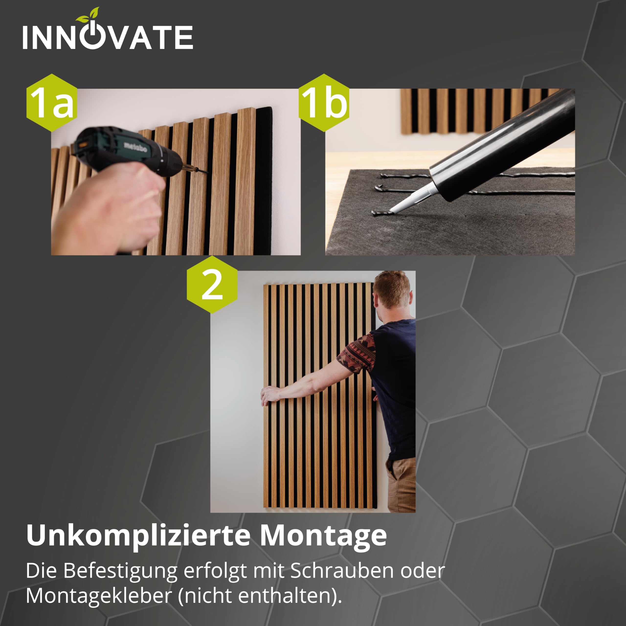 INNOVATE Akustikpaneele Holz 120x60 cm 6 Stk. I Akustik Holzpaneele Wand | Akustikpaneele Eiche hell 4,32m² Wanddeko Holz I Acoustic Panel Wanddeko Wohnzimmer I Akustikpaneele 120x60 Wandverkleidung