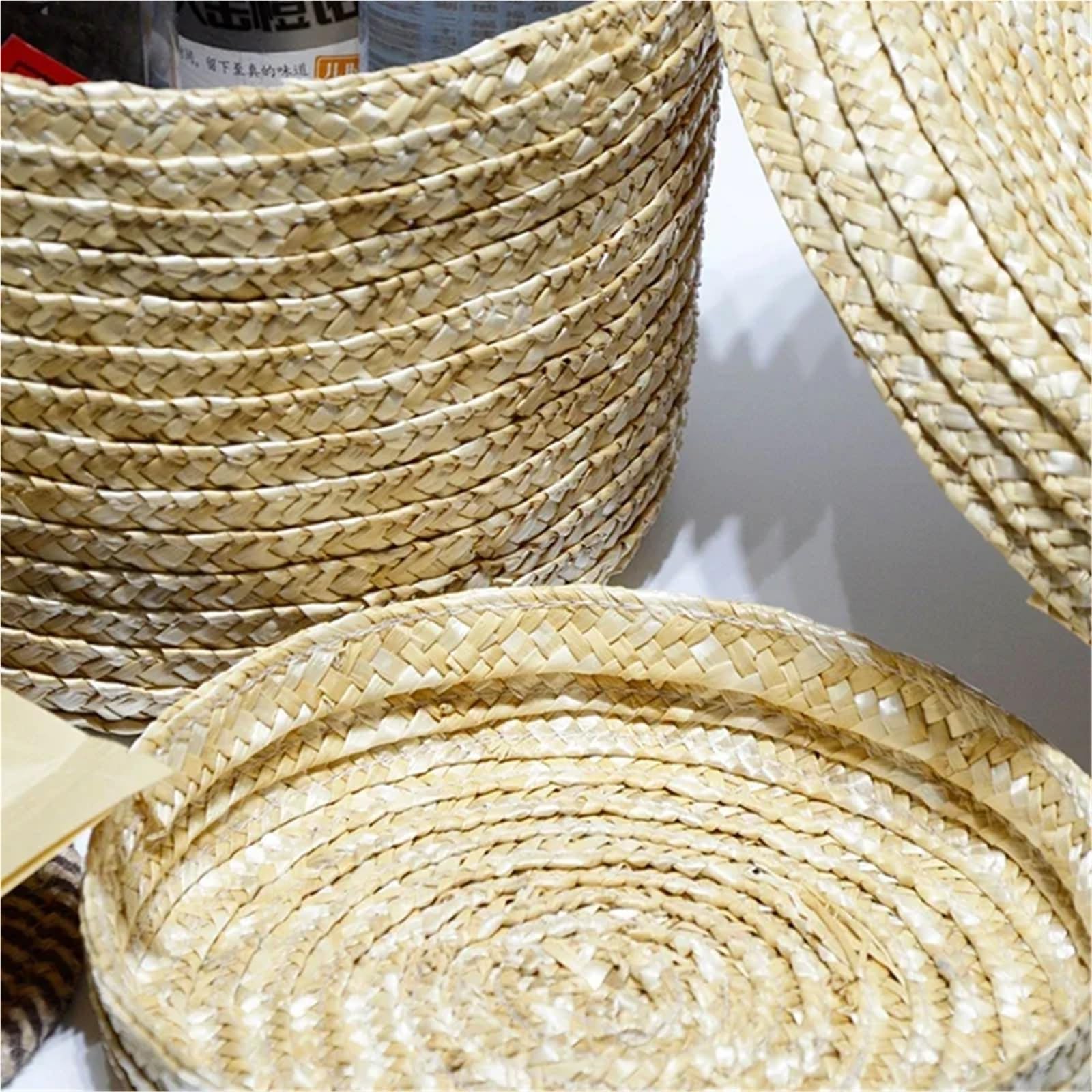 MRKU Cesto portabiancheria Pieghevole, Contenitore per la casa in Paglia Intrecciata con coperchi, Scatola per Snack in Rattan, Contenitore Multiuso e Giocattolo, Scatola Pieghevole