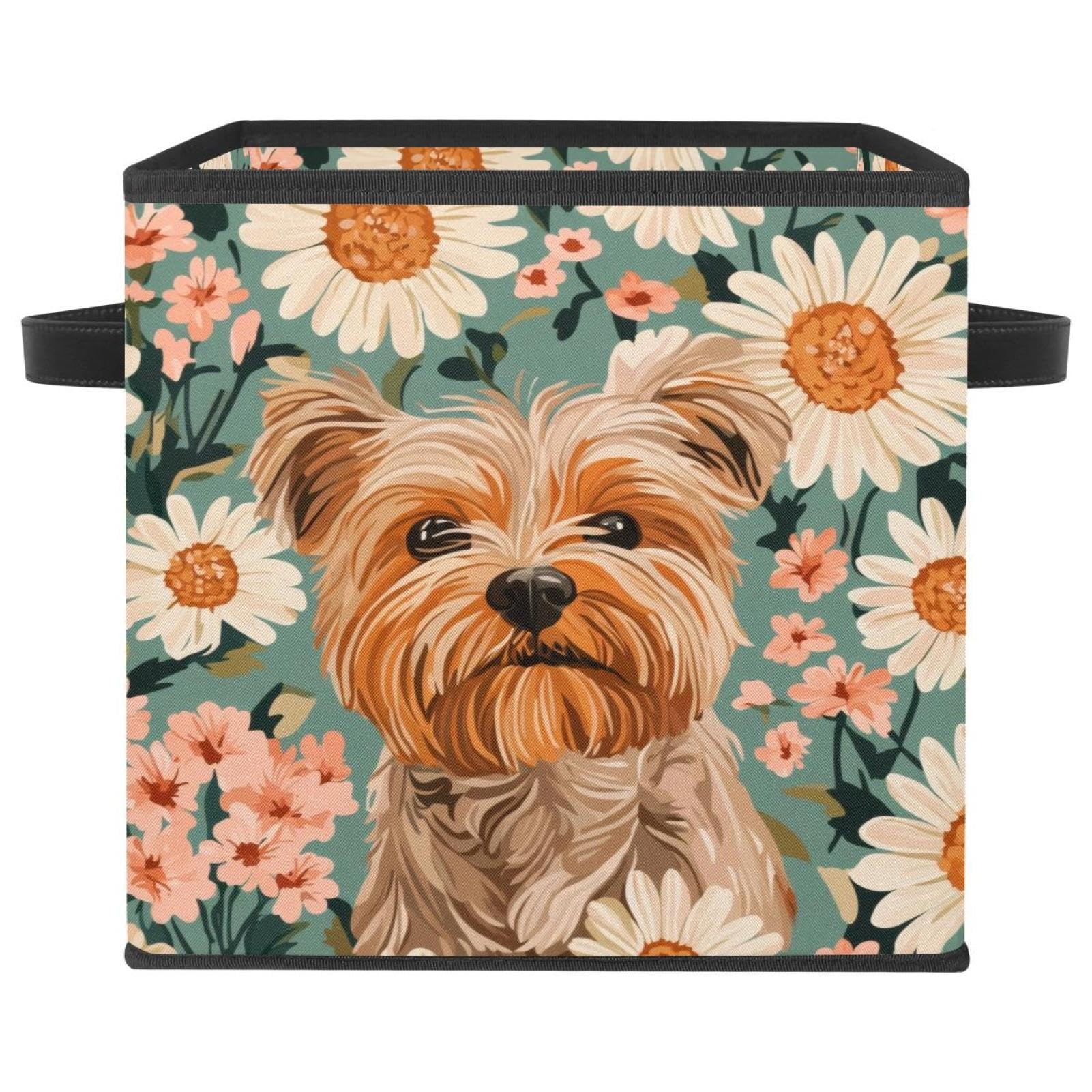 Boîte de rangement Yorkshire solide en tissu Oxford avec double poignées pour vêtements