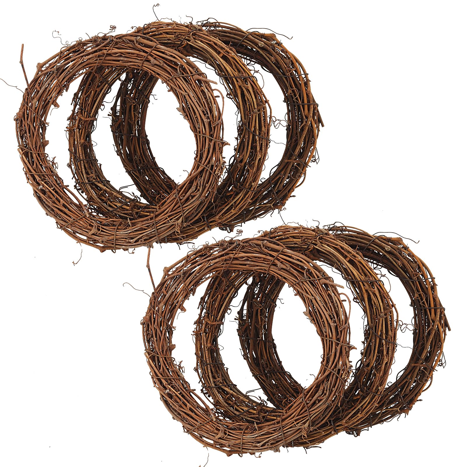 JIAYUET 6 PCS 20cm Natural Grapevine Wreaths, 8 Inch Vine Rattan Wreath Base for Door Window Decorations, Wedding Party
