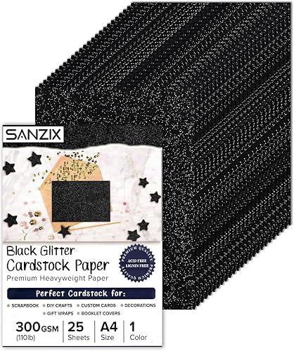 25 hojas de cartulina azul con purpurina 110 libras. 300 GSM 8.2 x 11.7 pulgadas (8.2 x 11.7 pulgadas), cartulina de papel con purpurina pesada