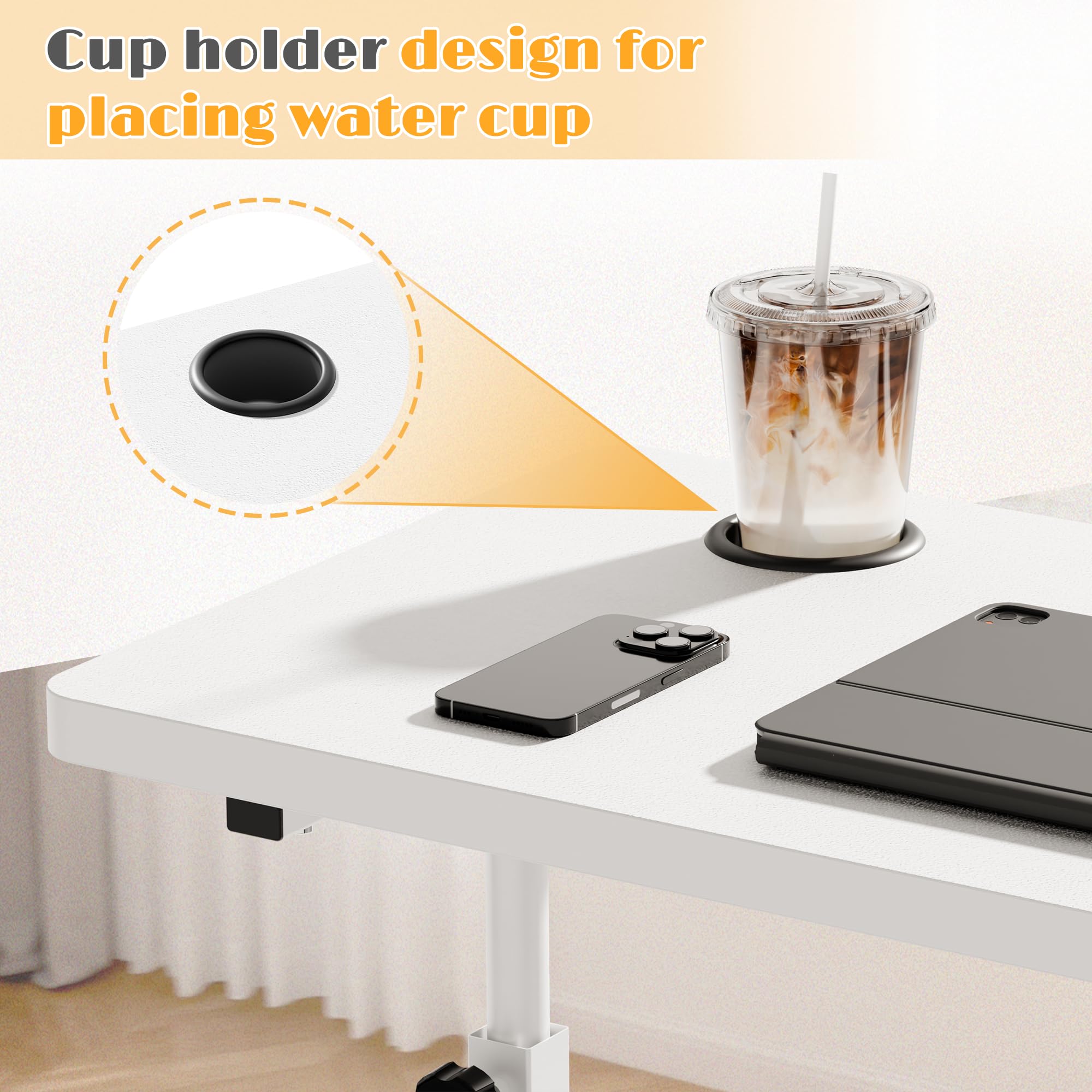 Furmax Small Portable Standing Desk Adjustable Height Mobile Stand Laptop Computer Workstation with Lockable Wheels for Walking Pad — view 7