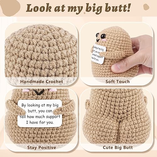 Miniatura 3 de Positive Poo - Divertido compañero de patatas positivas de ganchillo con tarjeta de afirmación de positividad para divertidos regalos de broma de