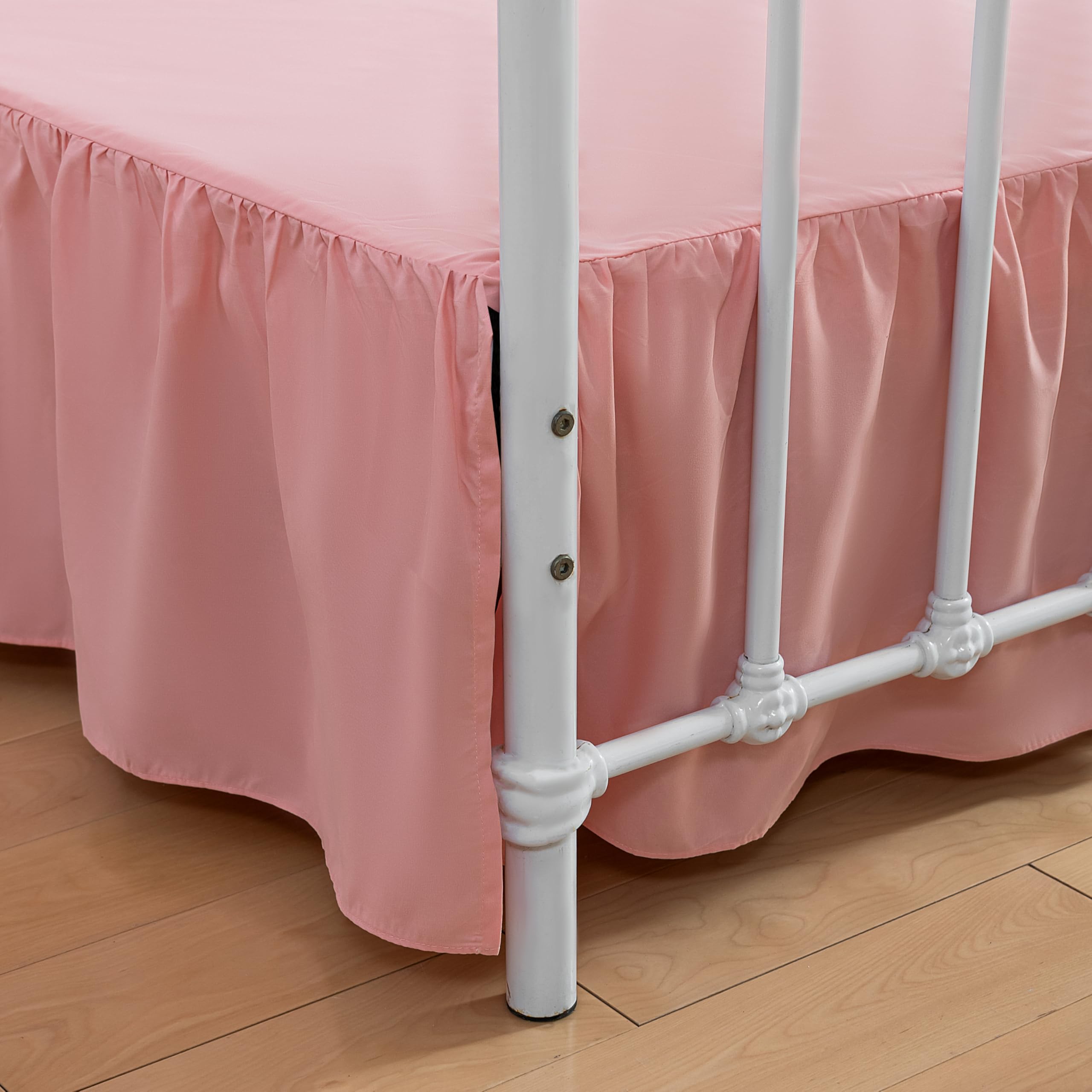 xuan dian Bed Skirt Queen Size Ruffled Bed Skirt with Split Corners, 18 Inch Drop Dust Ruffle Bed Skirts with Platform, 18 Inch, Peach, Queen Size