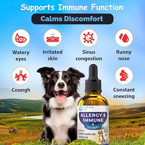 Miniatura 3 de Gotas de alivio de alergias para perros y gatos, suplemento natural de apoyo antipicazón, alivia las alergias estacionales, la irritación de la piel