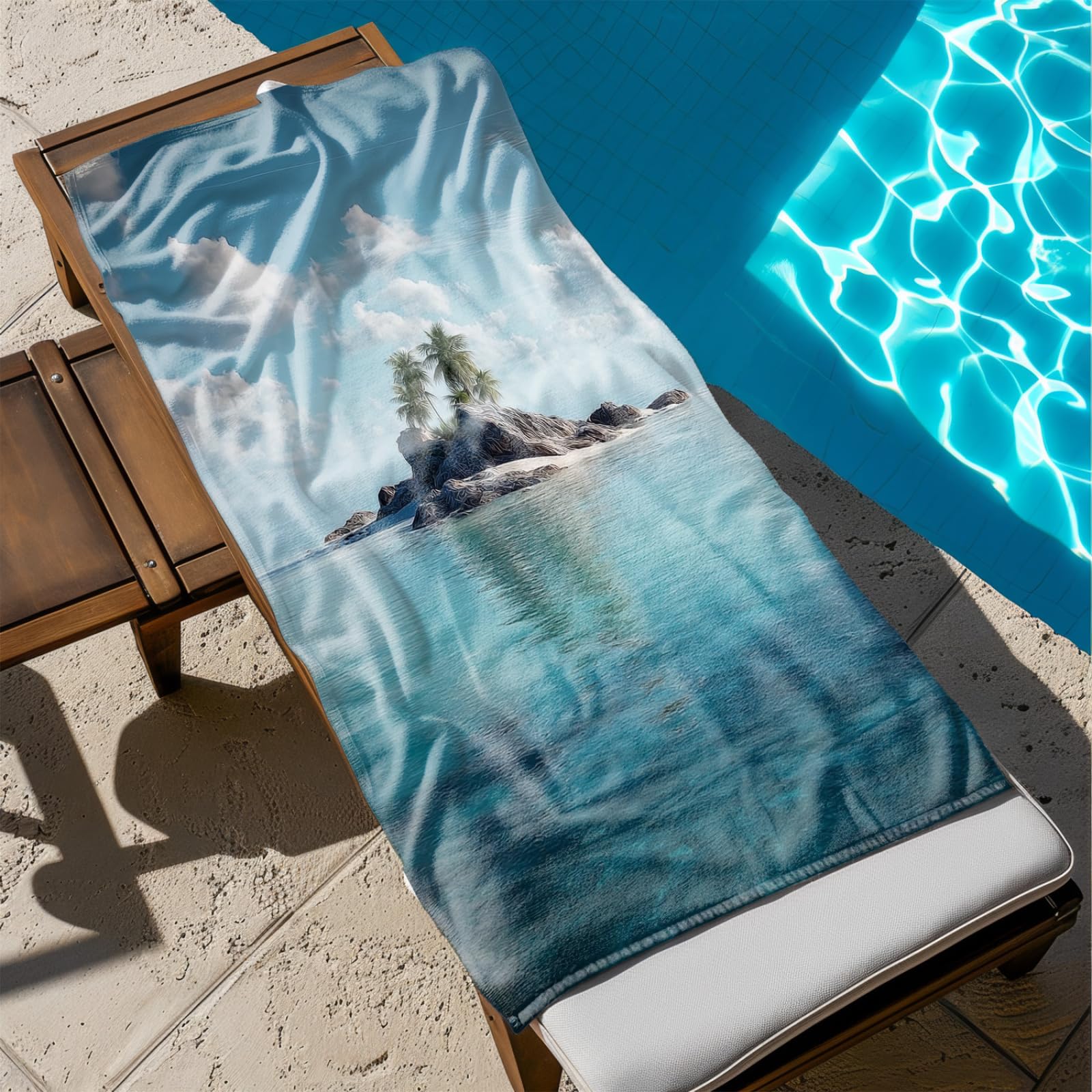 Telo Mare Microfibra 210x230 Isola Grigia Telo Spiaggia Grande Antisabbia,XXL Asciugamano Mare, Asciugatura Rapida, Stuoia Spiaggia Leggero E Portatile