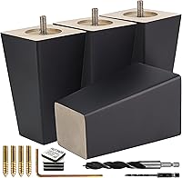 Vista 21 de Patas cuadradas premium de muebles en negro (kit de instalación completa) - Elige tu