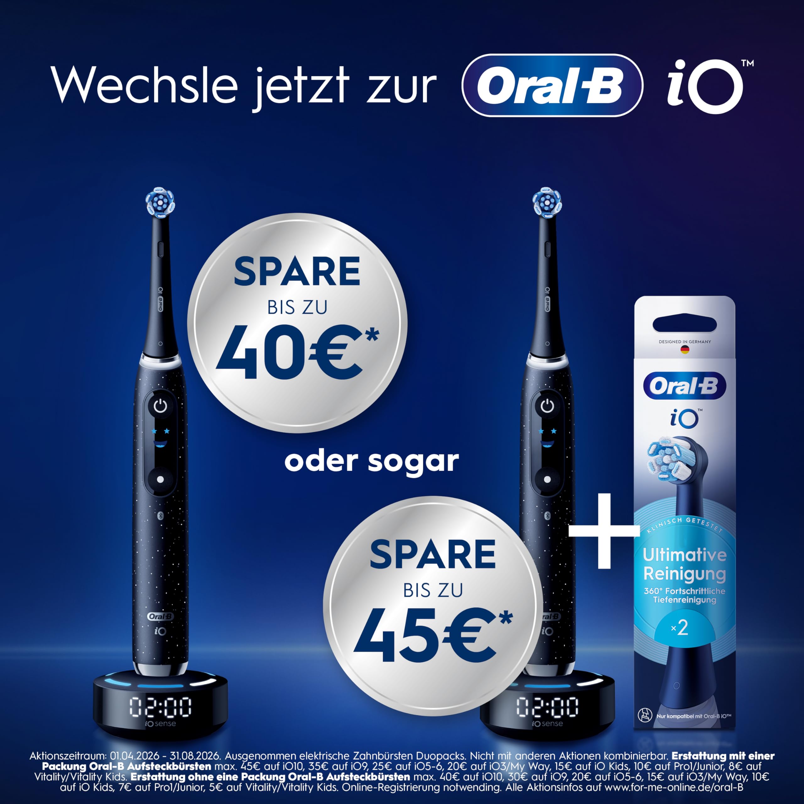 Oral-B iO Series 10 Elektrische Zahnbürste — Electric Toothbrush, Inkl. 3 Aufsteckbürsten, iOSense, Lade-Reise-Etui — 7 Putzmodi für Zahnpflege, Zahnbürste Elektrisch, Designed by Braun, Schwarz - 3