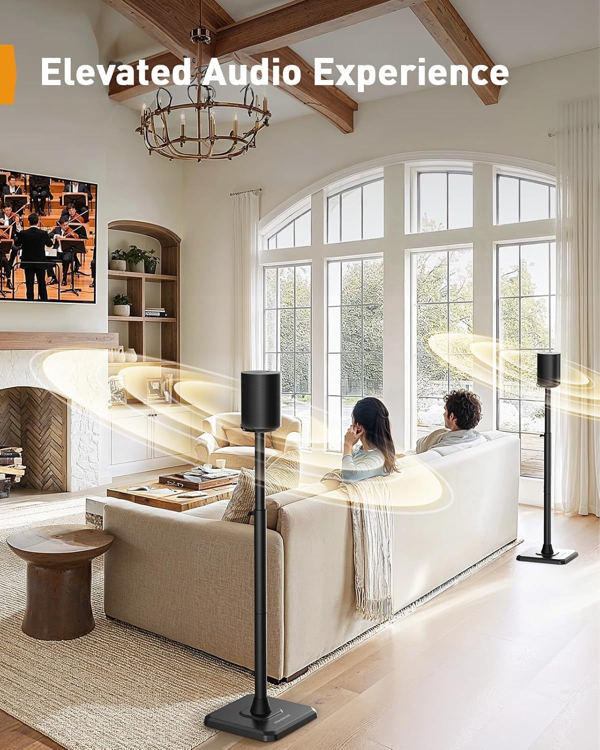 Perlegear Speaker Stands Compatible with Sonos Era 100, One, One SL, Play:1, 32”-43” Height Adjustable Floor Speaker Stand, Surround Sound Speaker Stand with Cable Management up to 13.2 lbs, PGSS13 - Image 7