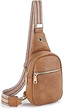 Telena Brusttasche Damen Sling Bag, PU Leder Crossbody Bag Klein Umhängetasche Frauen Schultertaschen für Outdoorsport/Reisen/Einkaufen(Braun)