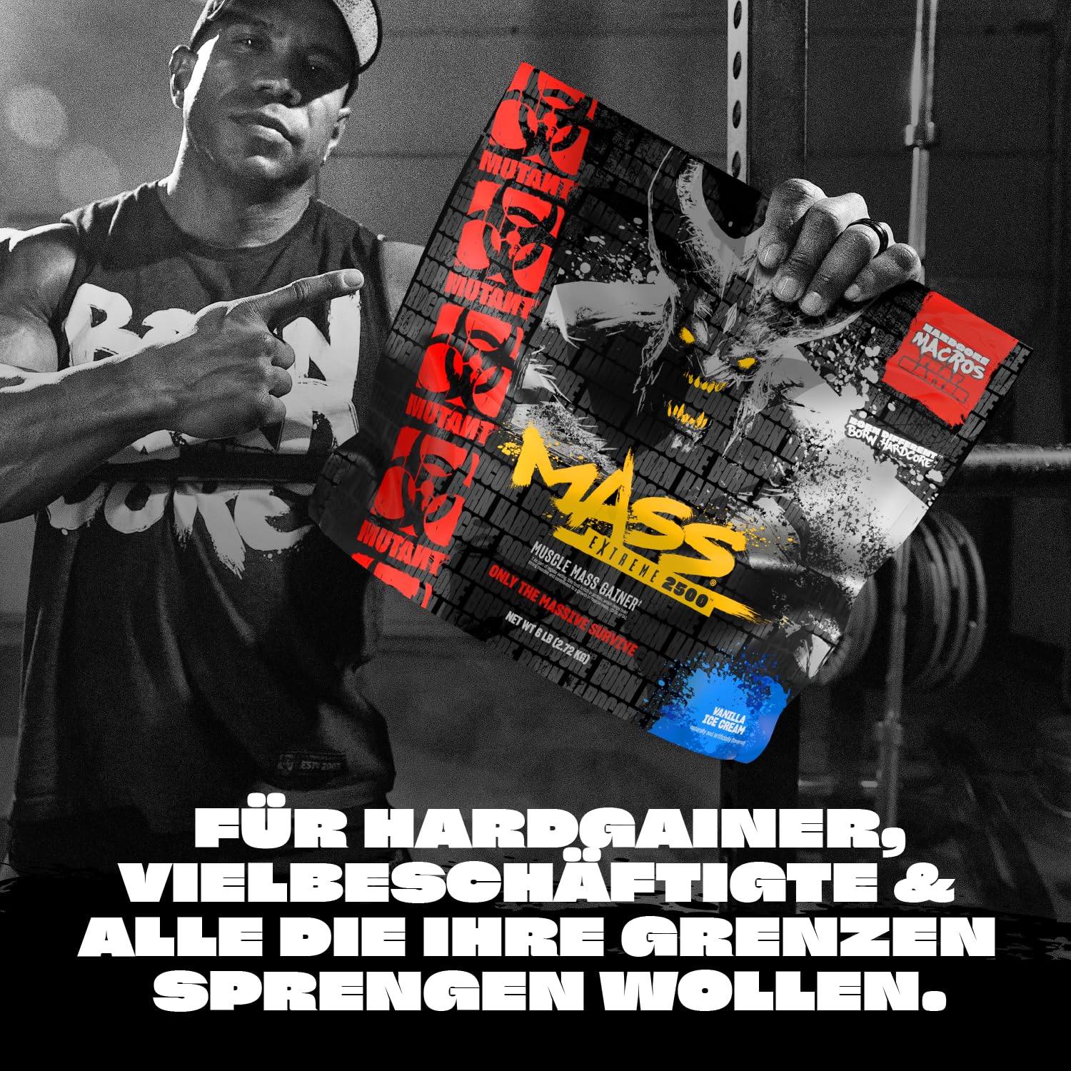MUTANT Mass Extreme 2500 Gainer | Molkenproteinpulver | Muskelaufbau | Hohe Dichte und saubere Kalorien | 5450 g | Dreifach-Schokolade