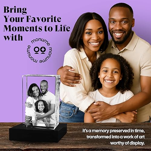 Miniatura 2 de Monume Retrato de cubo de cristal 3D (Mini) - Foto de cristal personalizada grabada con láser hecha de vidrio transparente - Regalos fotográficos