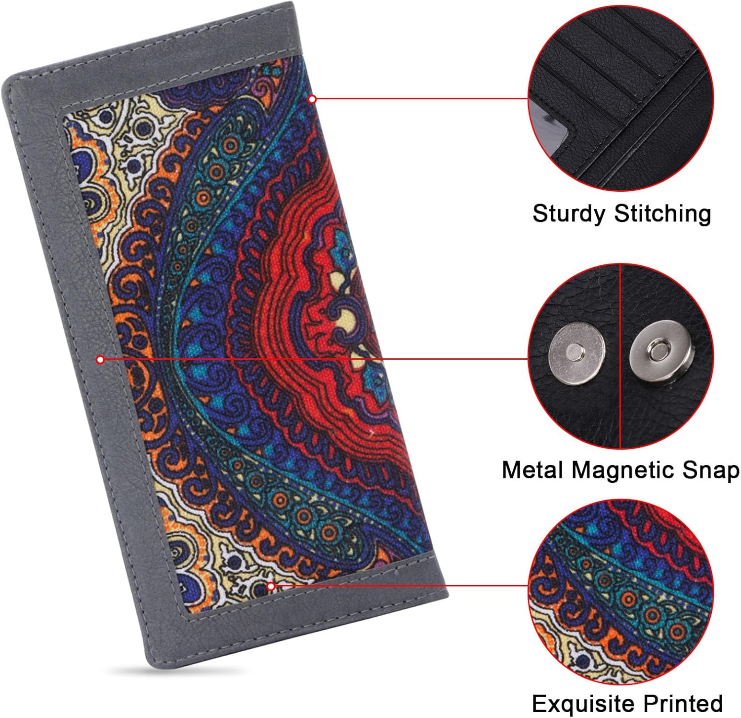 HUA ANGEL Womens Wallet, Ultra Slim Thin RFID Blocking Credit Card Holder Bifold Clutch Long Wallets Ladies Girls Gift - Image 4