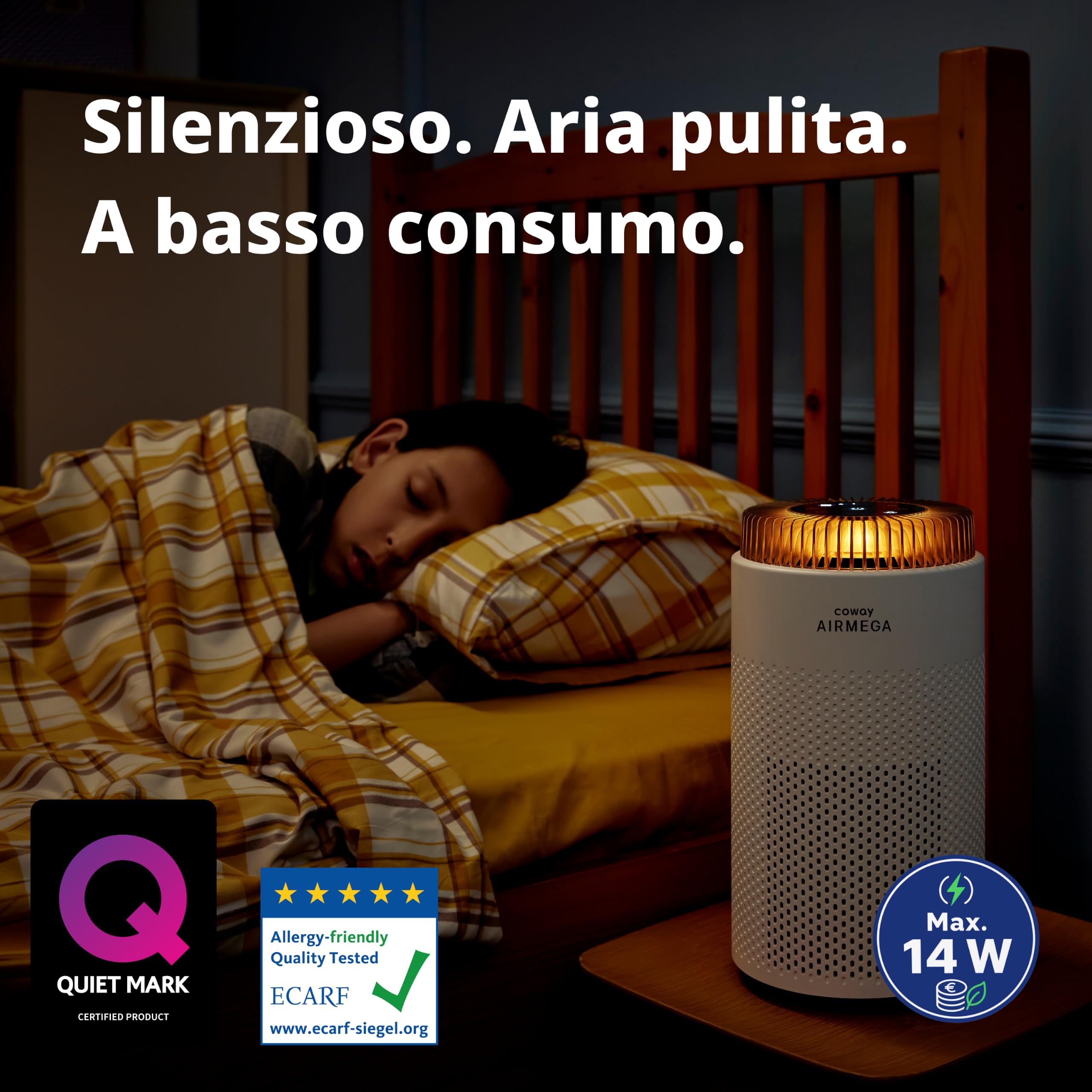 COWAY Purificatore d'Aria Camera da Letto, Silenzioso, HEPA, AIRMEGA 50 — immagine 2 di 15