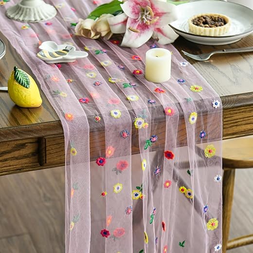 Sheer Floral Spring Table Runner