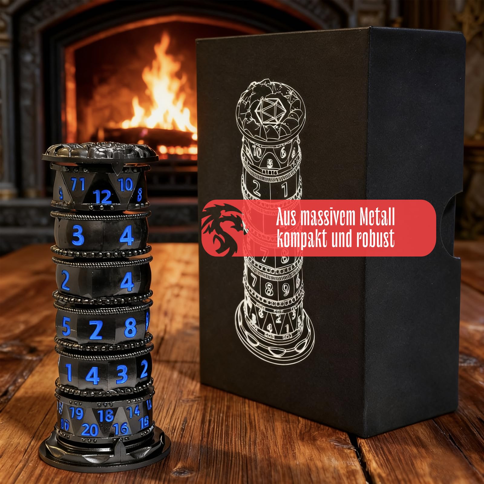 DND Jeu de dés rotatifs polyédriques en métal pour Jeu de rôle Donjons et Dragons (Bleu)