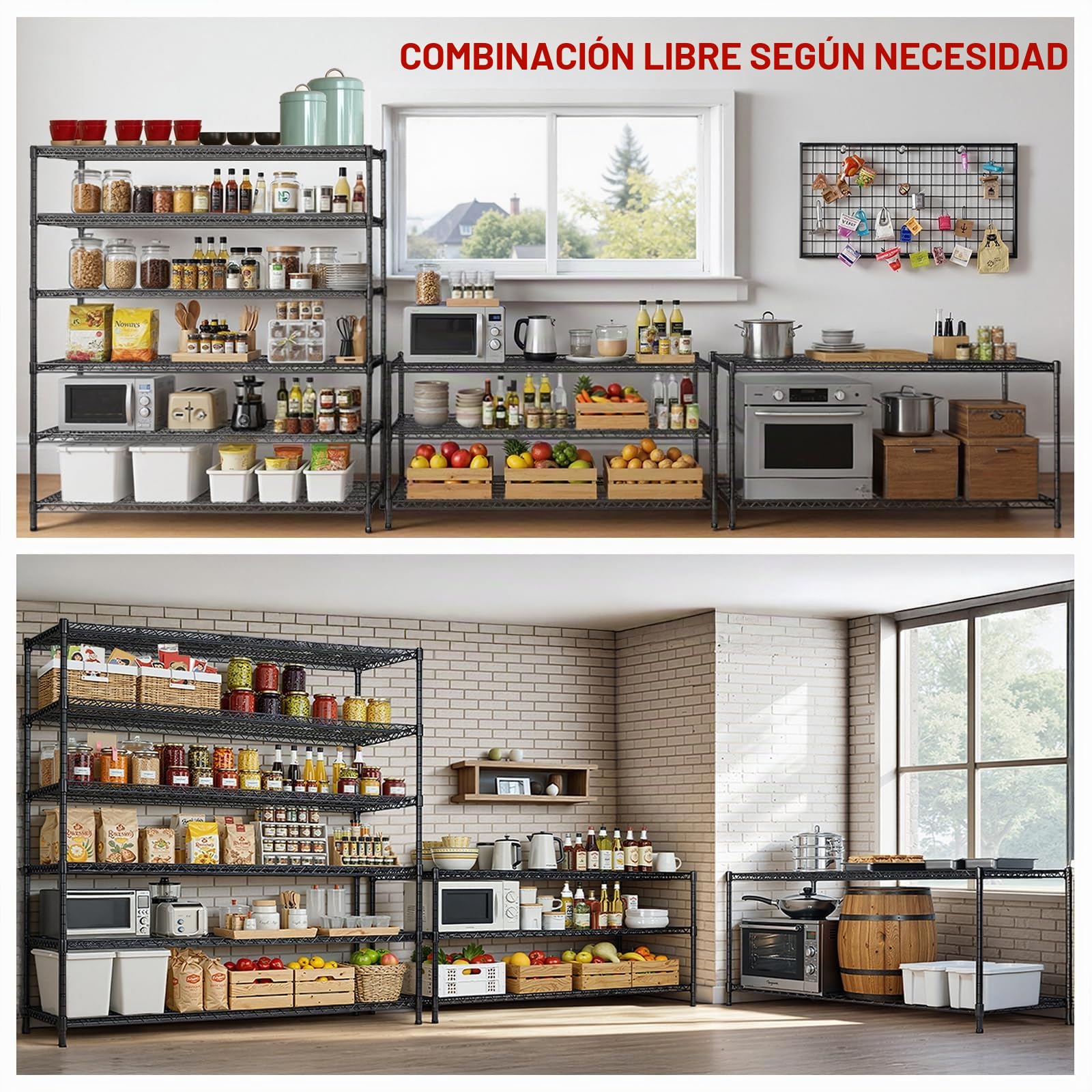 Estanterías metálicas de alta resistencia,Estantería Metálica de 5 Niveles con Ruedas,Estantería de Almacenamiento adjustable con Ajustar el pie,con Cocina,garaje,118×46×204cm,Carga Máxima 1700 kg