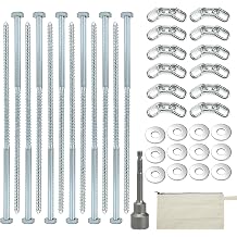 Heavy Duty Lag Screws 3/8 x 12 Tent Stakes Kit with Chain Links and Washers for Trampoline Carports Canopies Sheds Swing Sets Camping Ground Anchors for High Winds