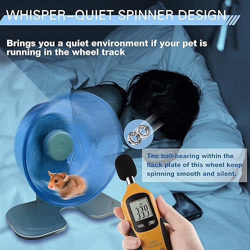 Vista 10 de Petest Rueda de ejercicio para hámster, ruedas giratorias silenciosas, diámetro de 6.7 pulgadas, color verde