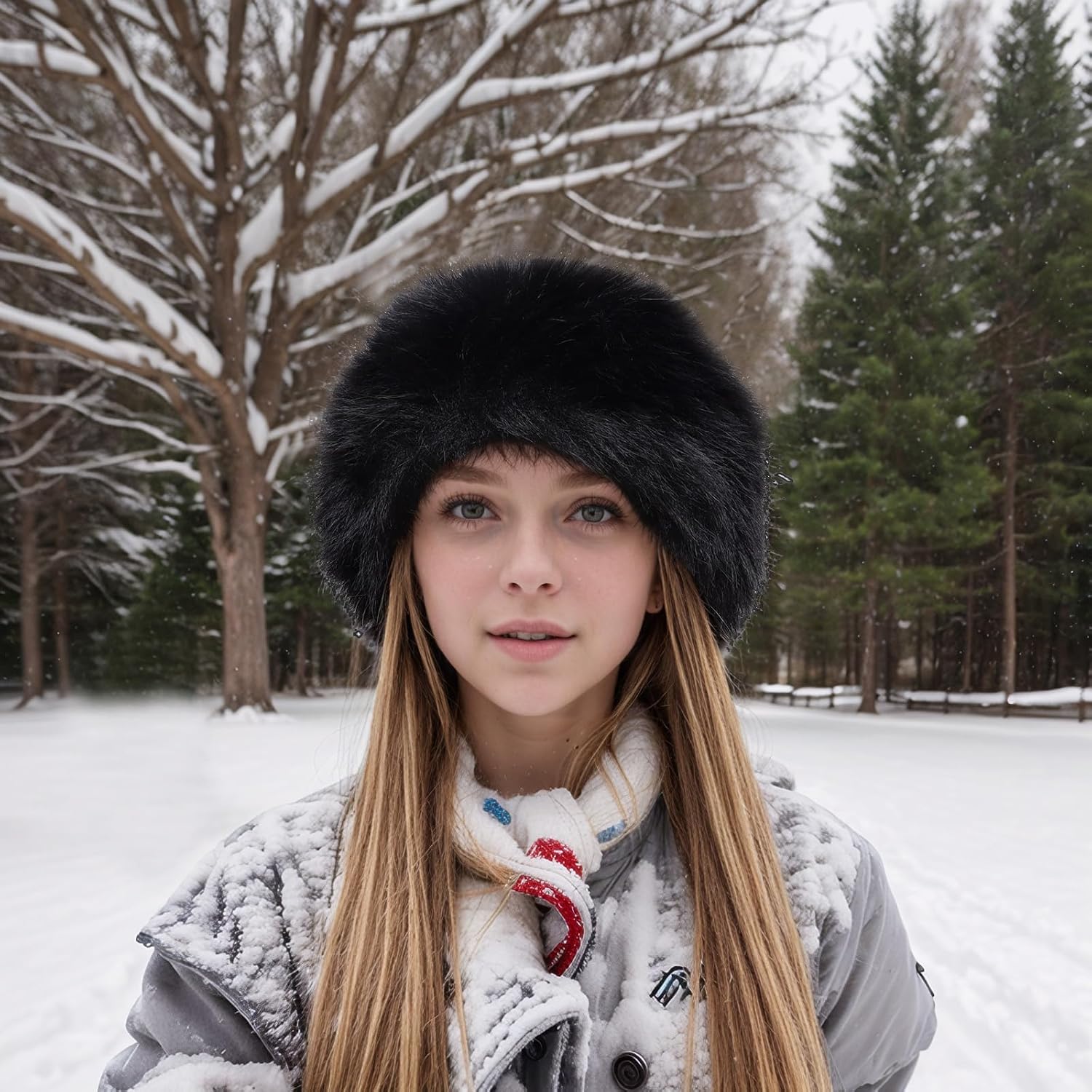 Womens Faux Fur Hat Winter Thickened Bucket Hat Warm Faux Fur Hats Plush Mongolian Hats Russian Beret for Women