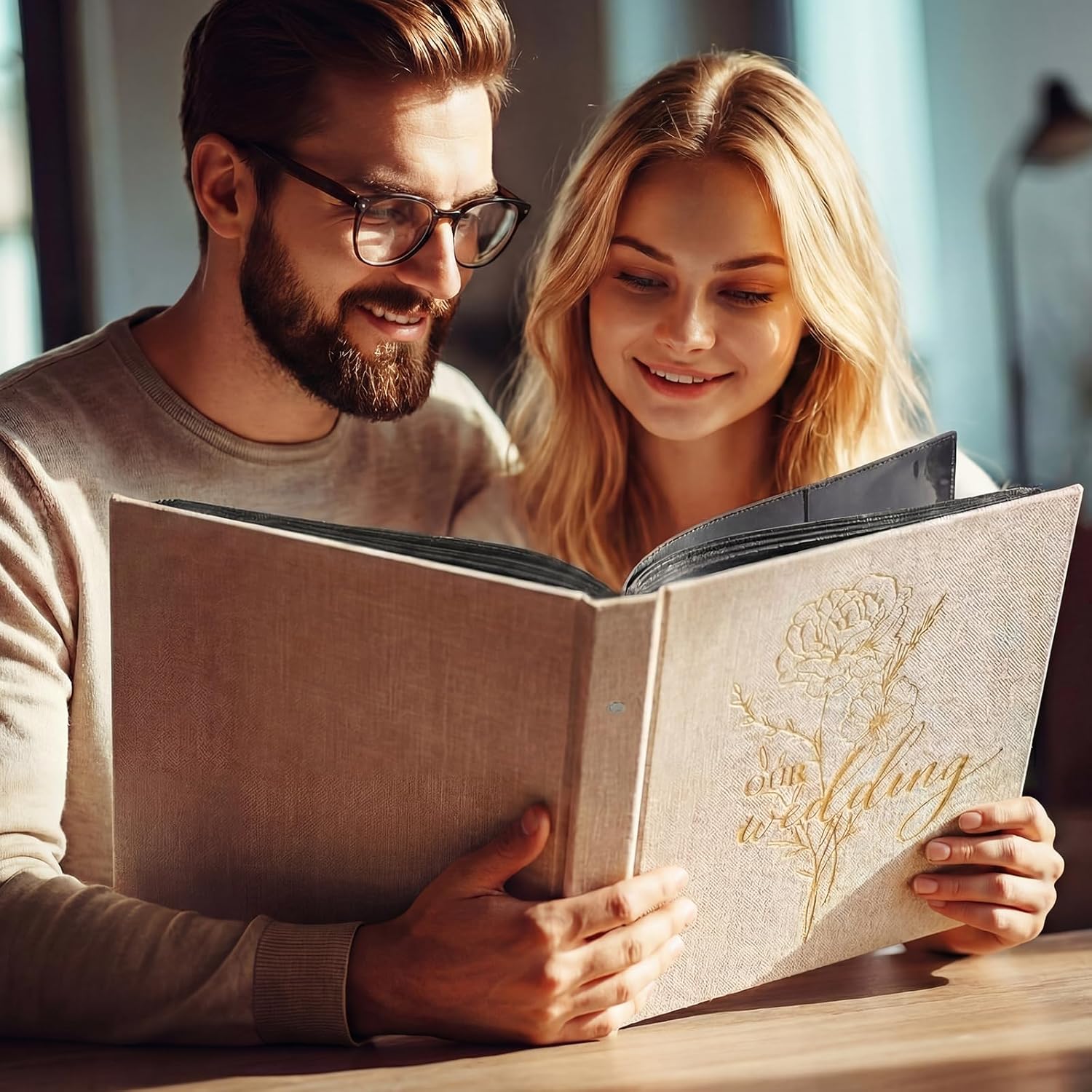 2 Pack Wedding Photo Album 4x6 600 Pocket Photos Wedding Picture Scrapbook for Memory Keepsake (Beige)