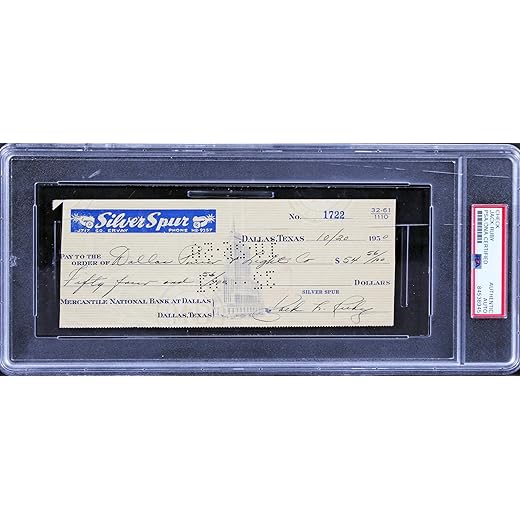 Jack Ruby Authentic Signed 3x7.75 1950 Personal Check PSA/DNA Slabbed