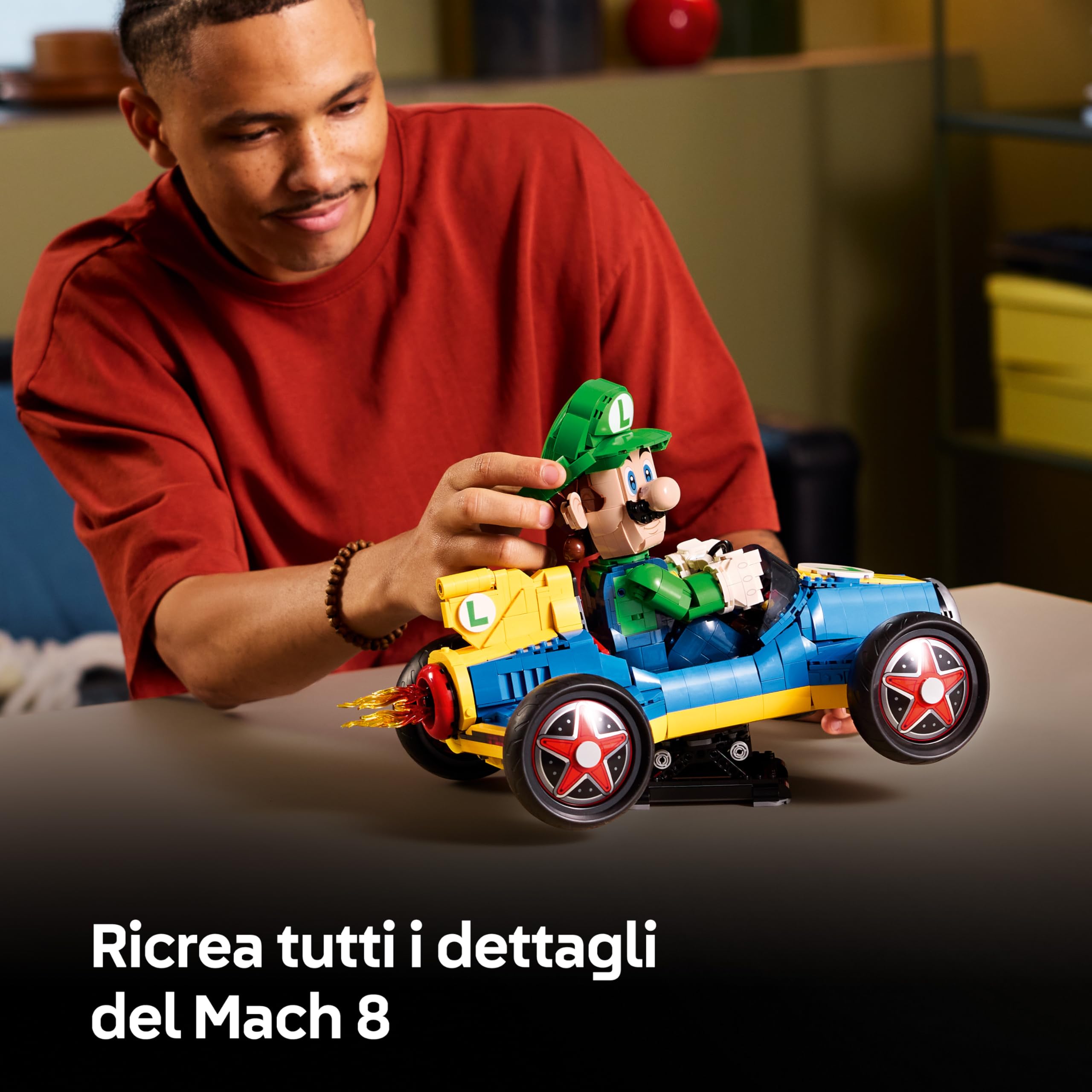 LEGO Mario Kart: Luigi e Mach 8 - Kit per Adulti con Personaggio Nintendo e Modello di Auto - Gadget da Collezione per Gamer - Idea Regalo per i Fan dei Videogiochi - 72050