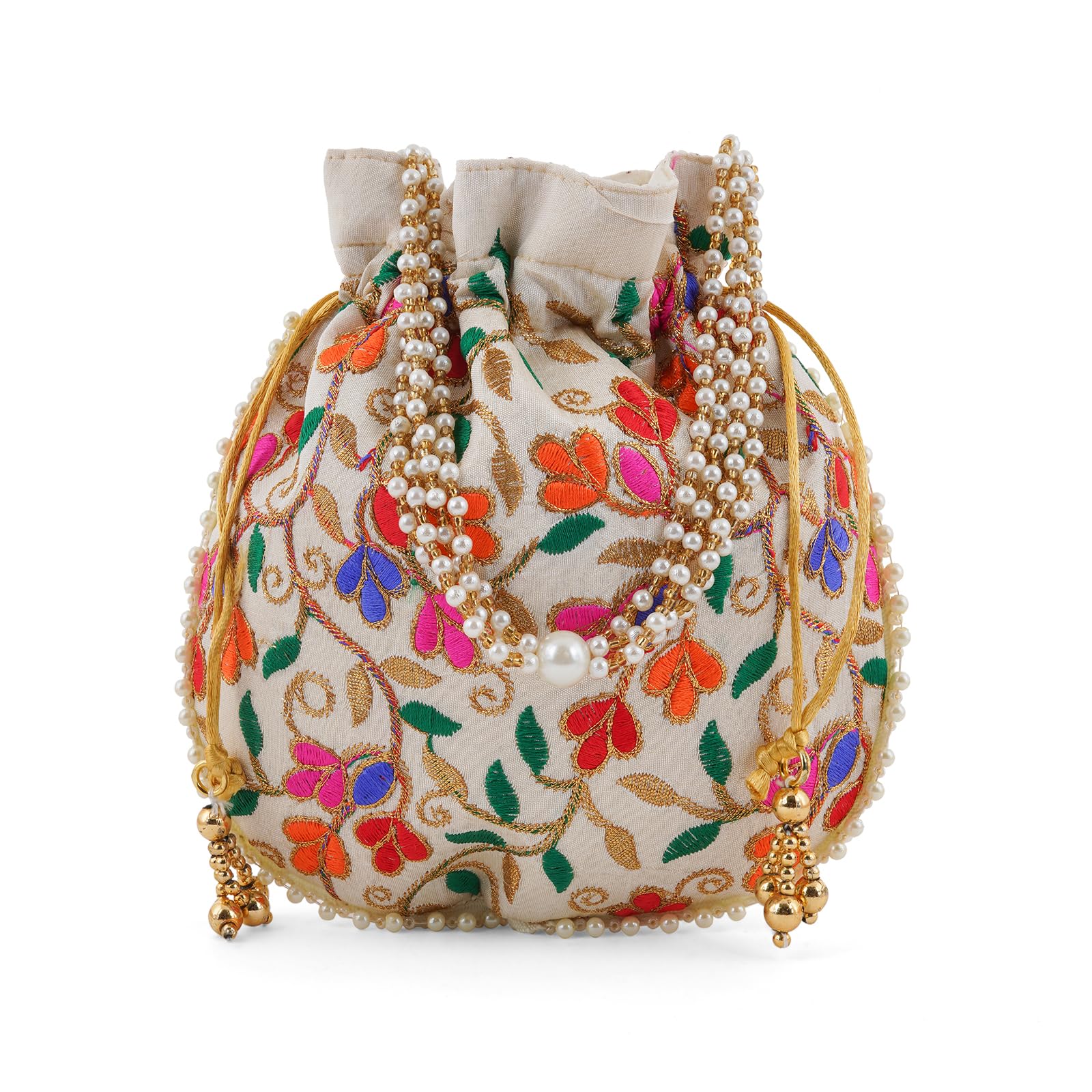 teejh Floral Dream Multicolour Embroidered Potli Bag-picture-15