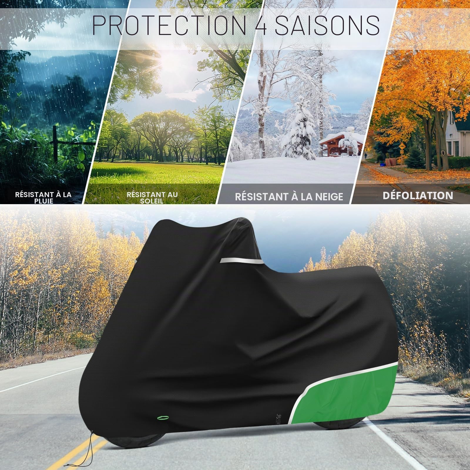 Bâche de protection pour moto Kawasaki Z650, Z900, série Z, résistante à l'hiver, imperméable, indéchirable et robuste, grise