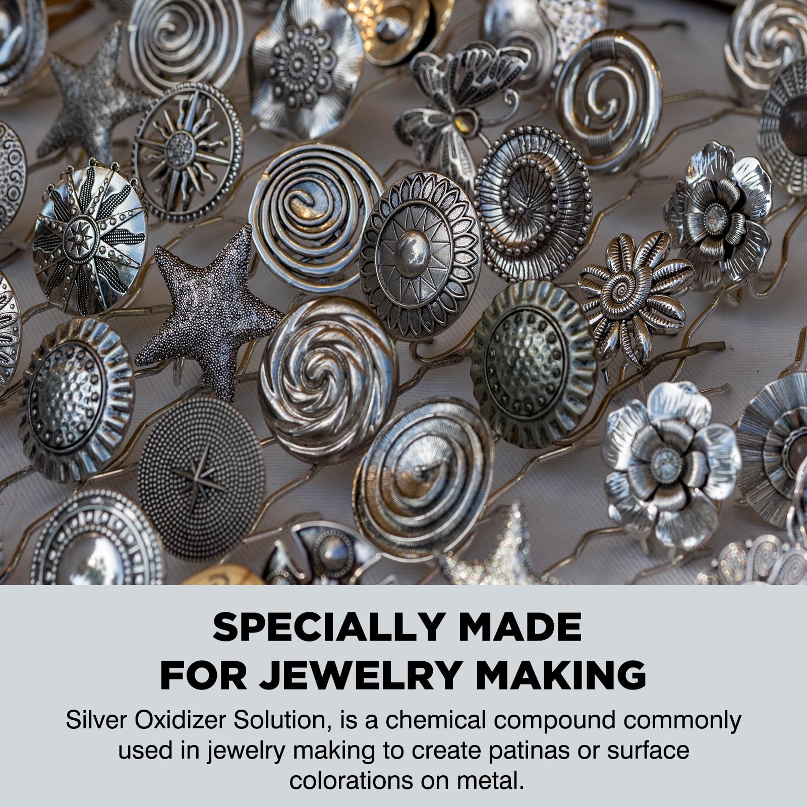 Silver Black - 3.5 Oz Silver Oxidizer Solution, Oxidizer for Silver Jewelry, Apply a Black Patina Finish to Silver, Jewelry Tool for Oxidized Look on Art and Jewelry Projects