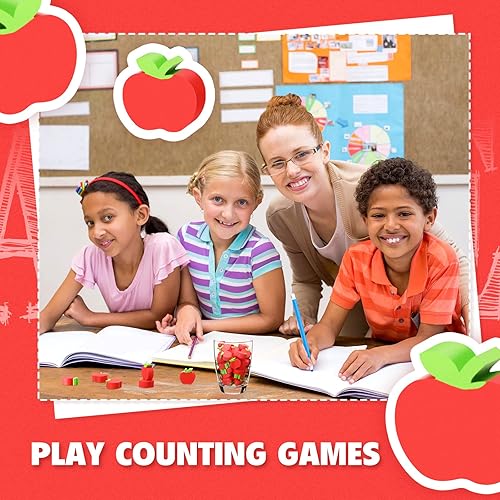 Miniatura 4 de 120 mini borradores de manzana para niños, regalos de bienvenida a la escuela, para contar en el aula, manipulativos de matemáticas, suministros