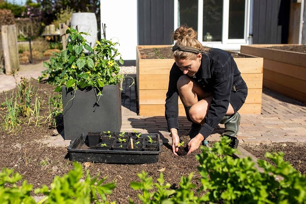 capi 中型 黒 角型植木鉢 カピ キューブポット スムース 40cm Capi Planter square Smooth