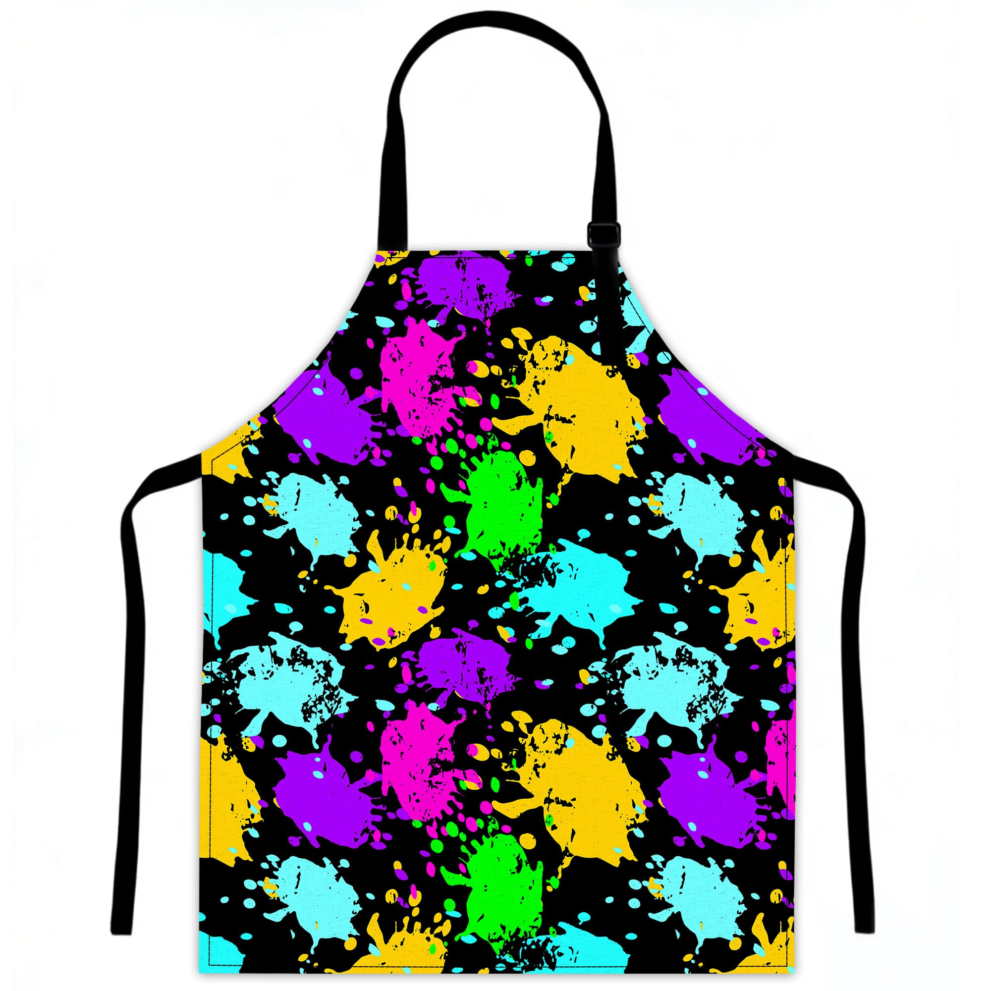 LQEBUY Kitchen Aprons Adjustable Colorful Spots Graffiti Cooking Apron Bib for Women Men Chef Cooking Baking Gardening