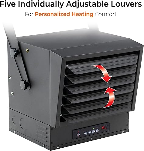 Miniatura 5 de Comfort Zone Calentador de garaje con cable duro de 10,000 W - Soporte de techo industrial y comercial, calentador forzado por ventilador de 240 V