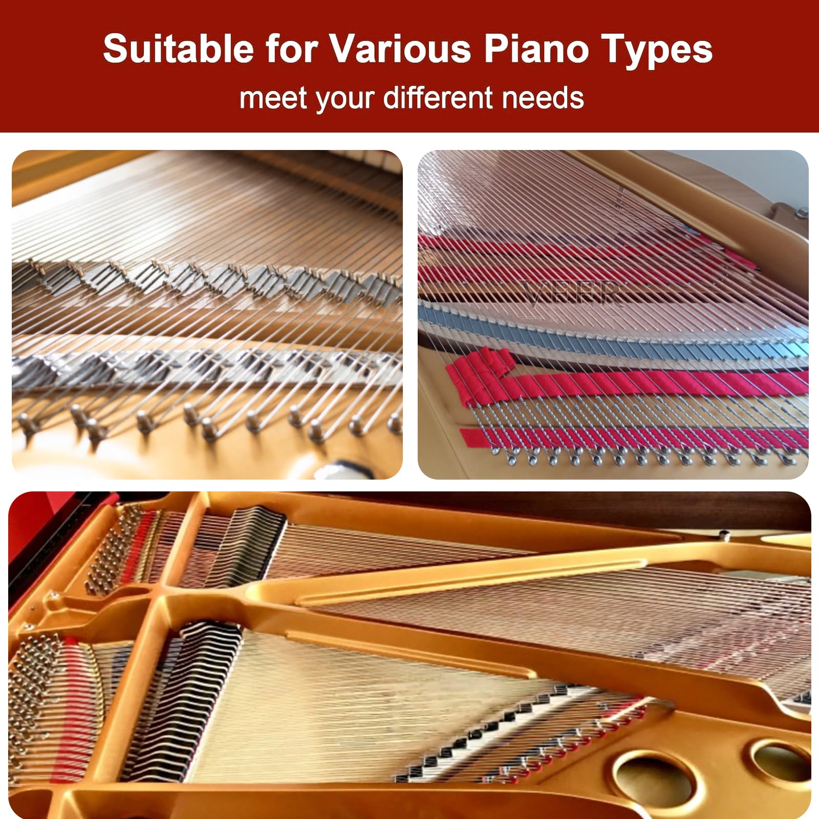 8 PièCes Kit D'Accordage Piano - Clé D'Accord Piano - Kit De RéGlage Piano Professionnel -Outil D'Entretien Piano,Pour Professionnels Et Amateurs, Pianos Droits Et à Queue