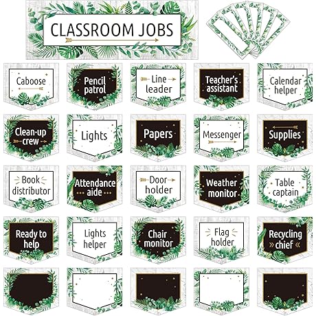 81 Pieces Classroom Jobs Bulletin Board Classroom Jobs Chart with Name Tags...