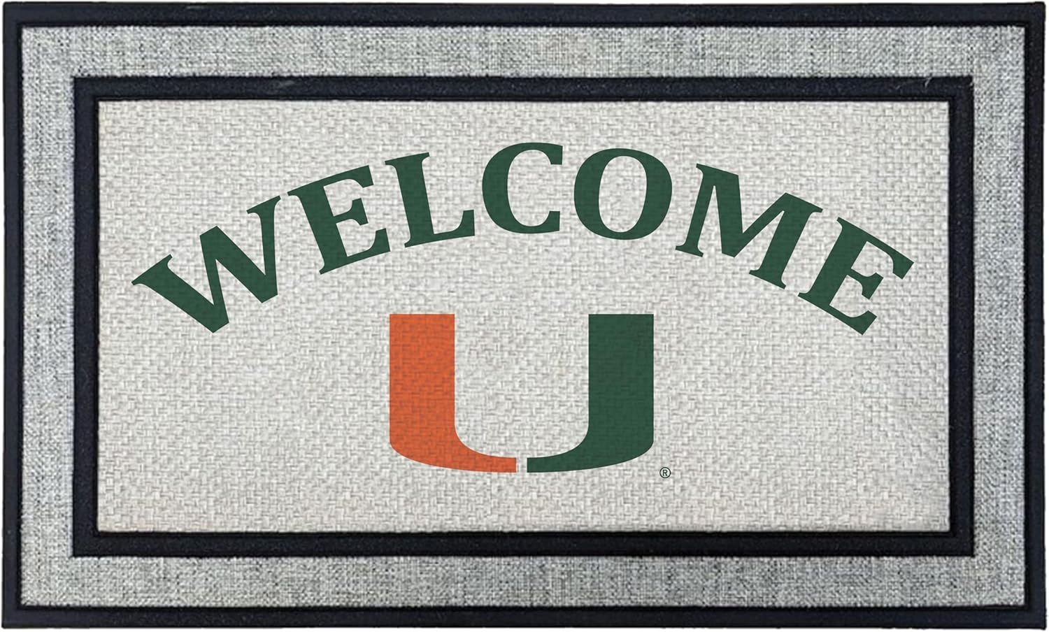 KH Sports Fan 18x30 Gray Miami Hurricanes Welcome Doormat NCAA Rug
